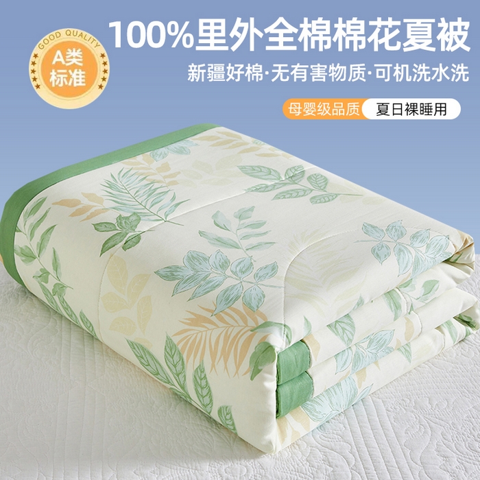 91家纺网 家纺一手货源 找家纺 （总）海洋家纺 2026新款100%里外全棉夏被印花空调被夏凉被薄被子棉花夏被四件套 风格三