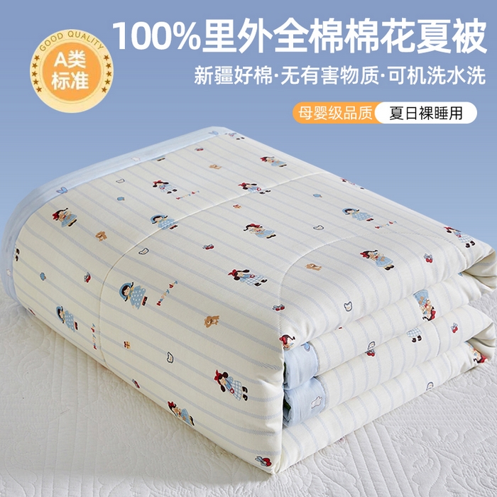 91家纺网 家纺一手货源 找家纺 （总）海洋家纺 2026新款100%里外全棉夏被印花空调被夏凉被薄被子棉花夏被四件套 风格三