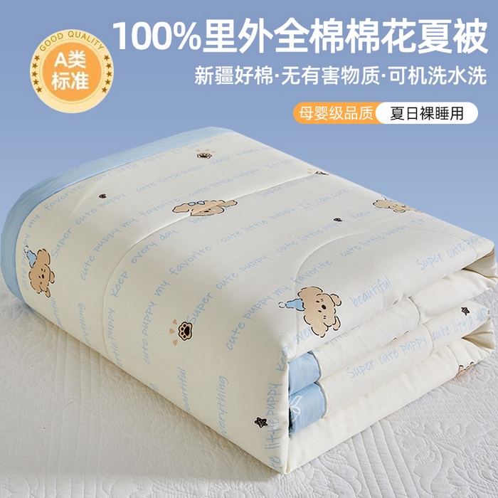 91家纺网 家纺一手货源 找家纺 （总）海洋家纺 2026新款100%里外全棉夏被印花空调被夏凉被薄被子棉花夏被四件套 风格三