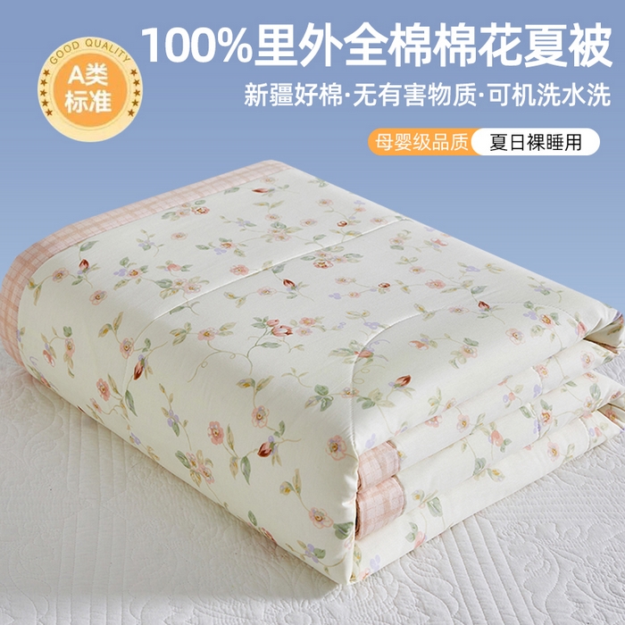 91家纺网 家纺一手货源 找家纺 （总）海洋家纺 2026新款100%里外全棉夏被印花空调被夏凉被薄被子棉花夏被四件套 风格三