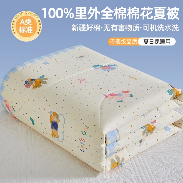 91家纺网 家纺一手货源 找家纺 （总）海洋家纺 2026新款100%里外全棉夏被印花空调被夏凉被薄被子棉花夏被四件套 风格三