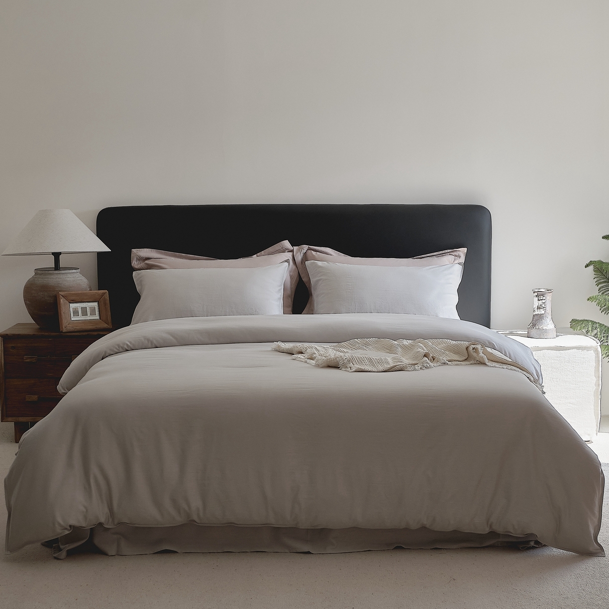 91家纺网 家纺一手货源 找家纺 涞澳家纺 2026新款80水洗天丝棉四件套-简序 简序-星辰灰