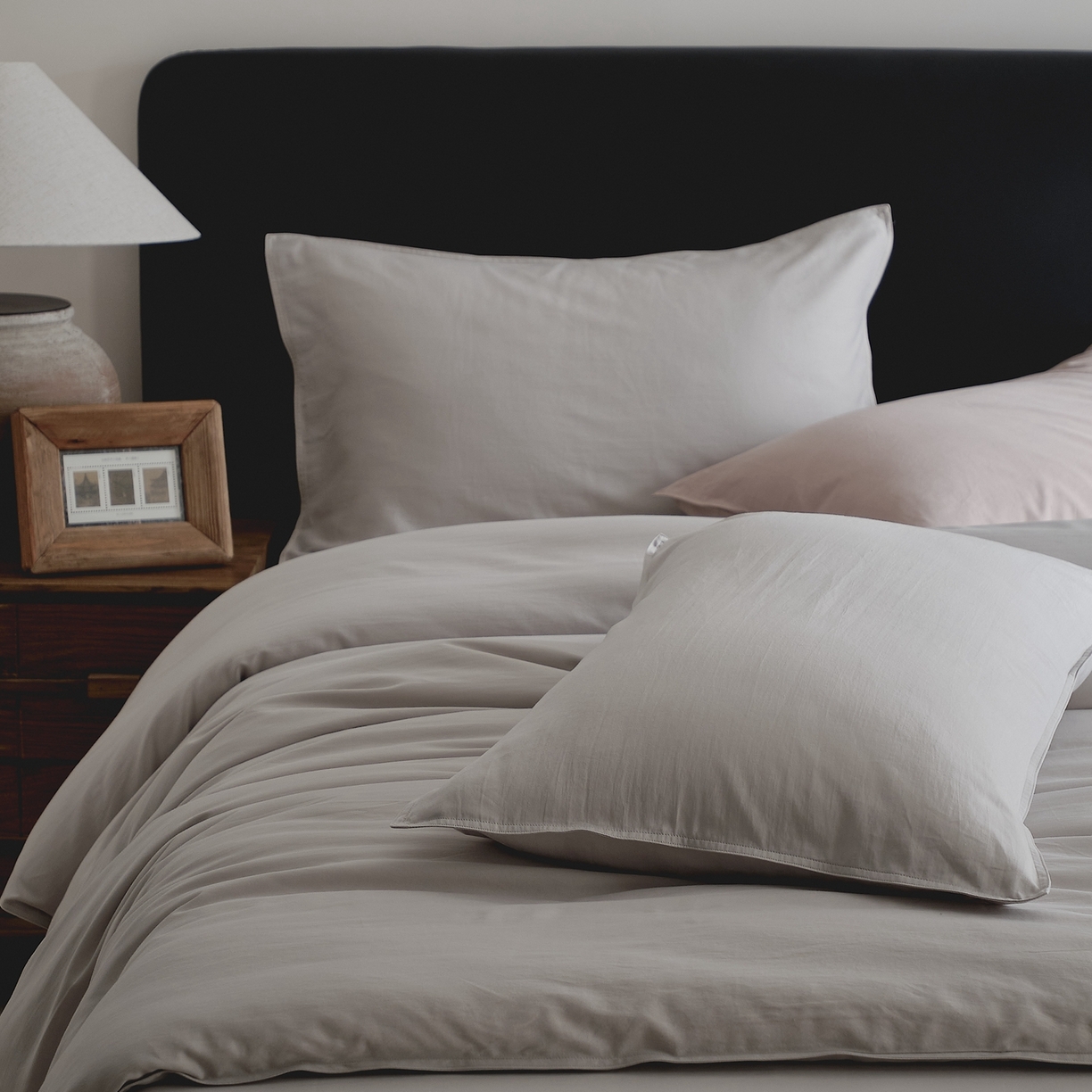 91家纺网 家纺一手货源 找家纺 涞澳家纺 2026新款80水洗天丝棉四件套-简序 简序-星辰灰