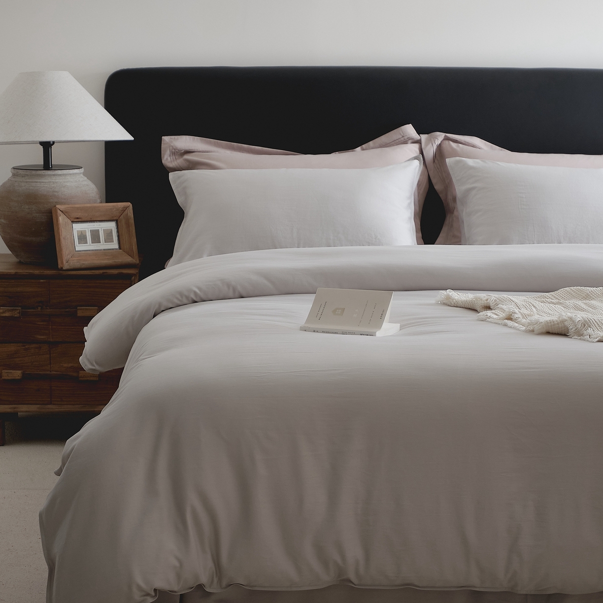 91家纺网 家纺一手货源 找家纺 涞澳家纺 2026新款80水洗天丝棉四件套-简序 简序-星辰灰