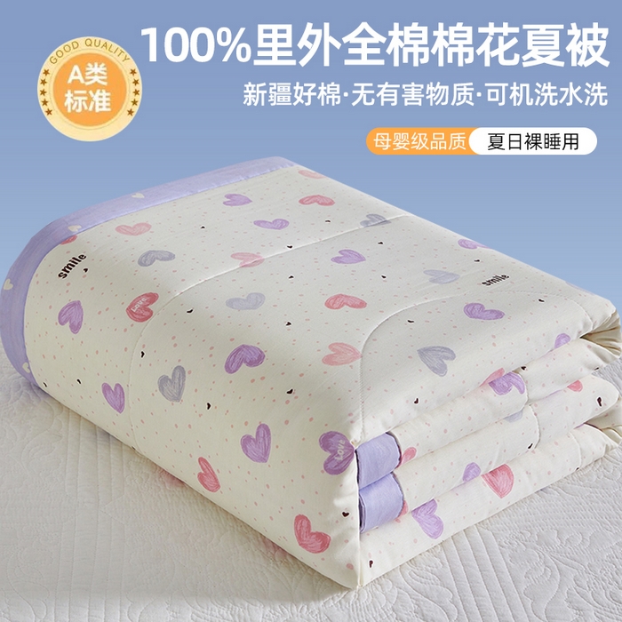 91家纺网 家纺一手货源 找家纺 （总）海洋家纺 2026新款100%里外全棉夏被印花空调被夏凉被薄被子棉花夏被四件套 风格三