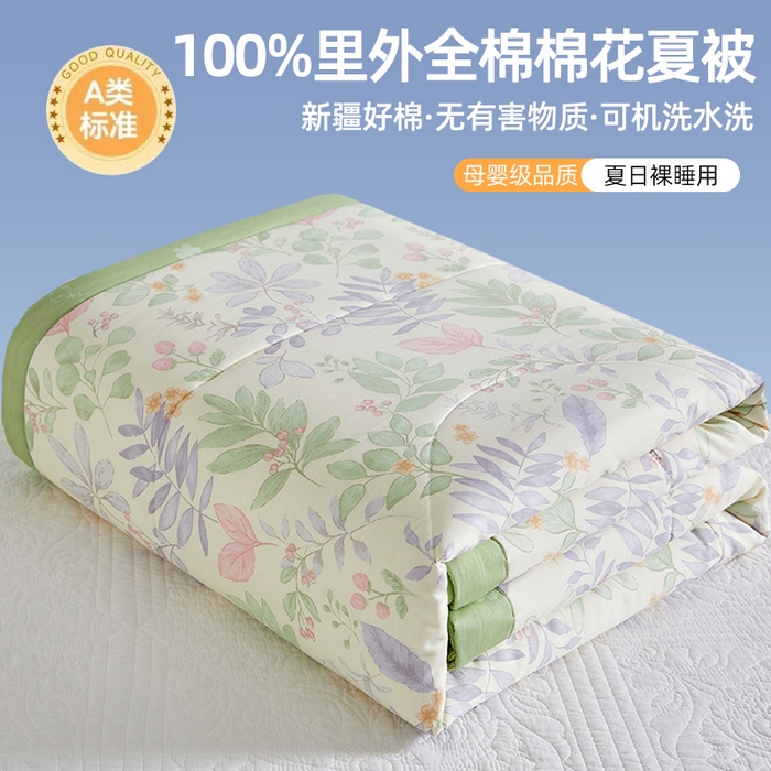 91家纺网 家纺一手货源 找家纺 （总）海洋家纺 2026新款100%里外全棉夏被印花空调被夏凉被薄被子棉花夏被四件套 风格三