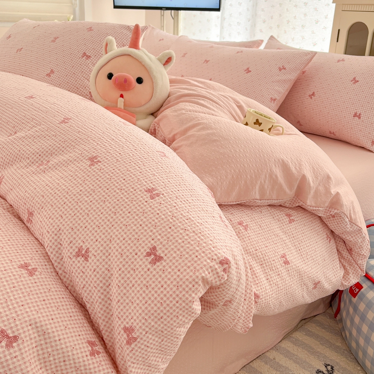 91家纺网 家纺一手货源 找家纺 （总）瑞钰 2026新款直播热款高品质高克重泡泡纱泡芙纱四件套