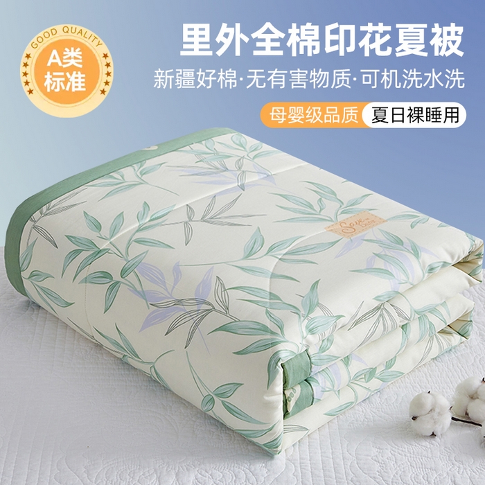 91家纺网 家纺一手货源 找家纺 （总）海洋家纺 2026新款100%里外全棉夏被印花空调被夏凉被薄被子棉花夏被四件套 风格三