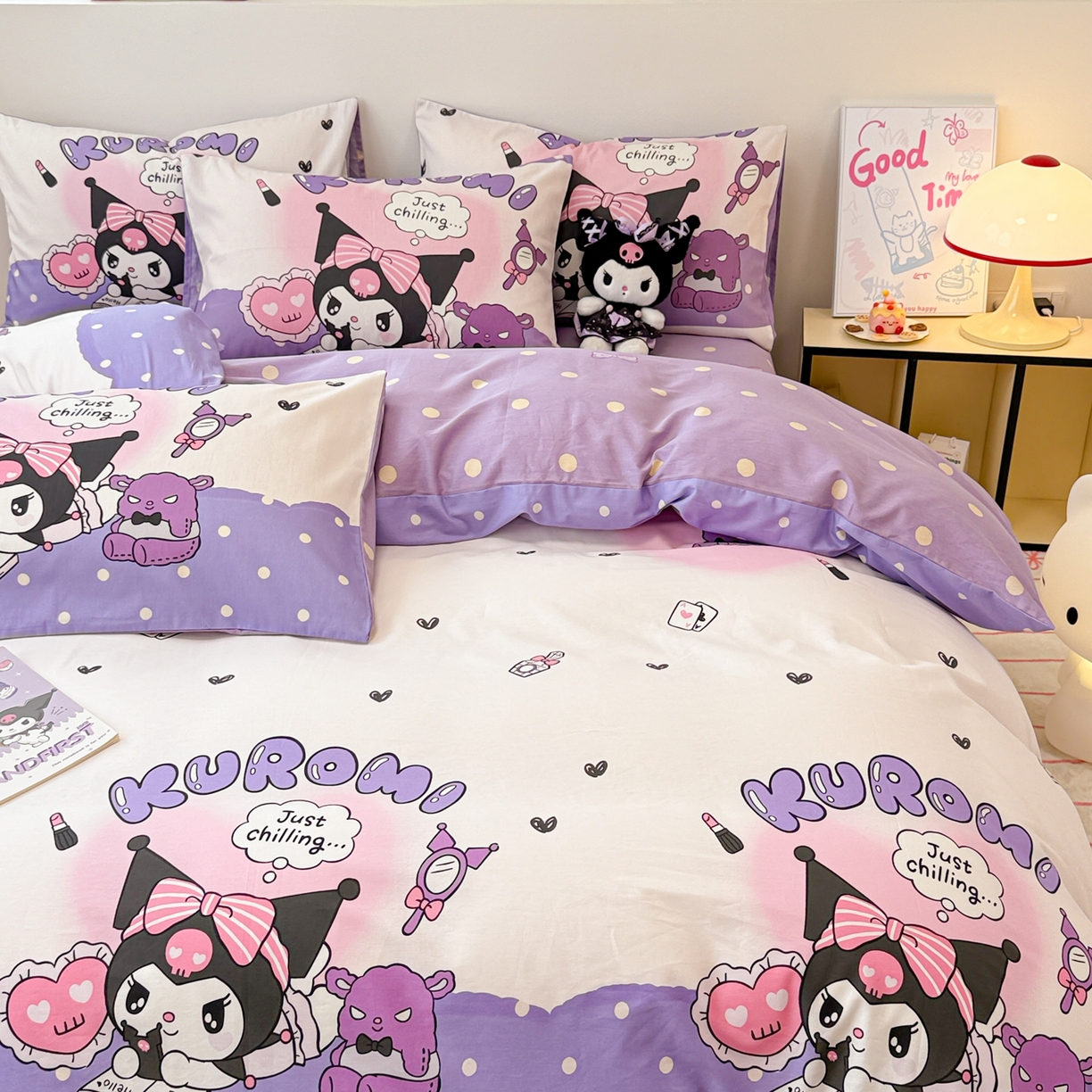 91家纺网 家纺一手货源 找家纺 （总）简宜家居（朝初家纺） 2026新款40支100%纯棉全棉13070斜纹四件套-三丽鸥卡通系列