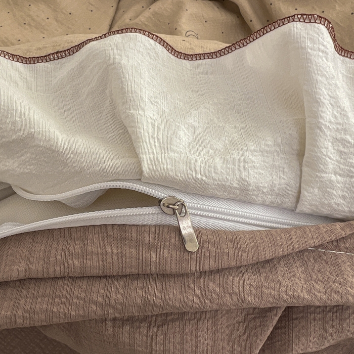 91家纺网 家纺一手货源 找家纺 柒月家居 2026新款小清新木棉皱皱纱花边款四件套 南瓜贝贝