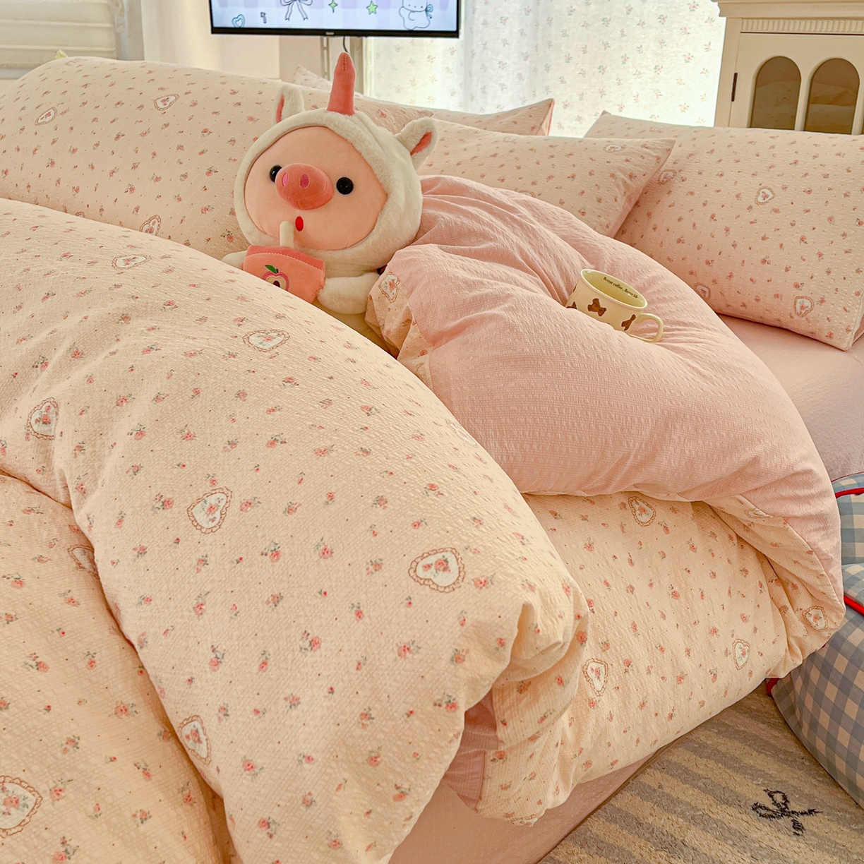 91家纺网 家纺一手货源 找家纺 （总）瑞钰 2026新款直播热款高品质高克重泡泡纱泡芙纱四件套