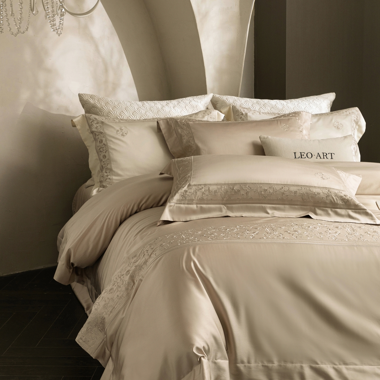 91家纺网 家纺一手货源 找家纺 涞澳家纺 2026新款东帝兴岚雾天丝棉四件套-春风漫舞 春风漫舞-乳褐