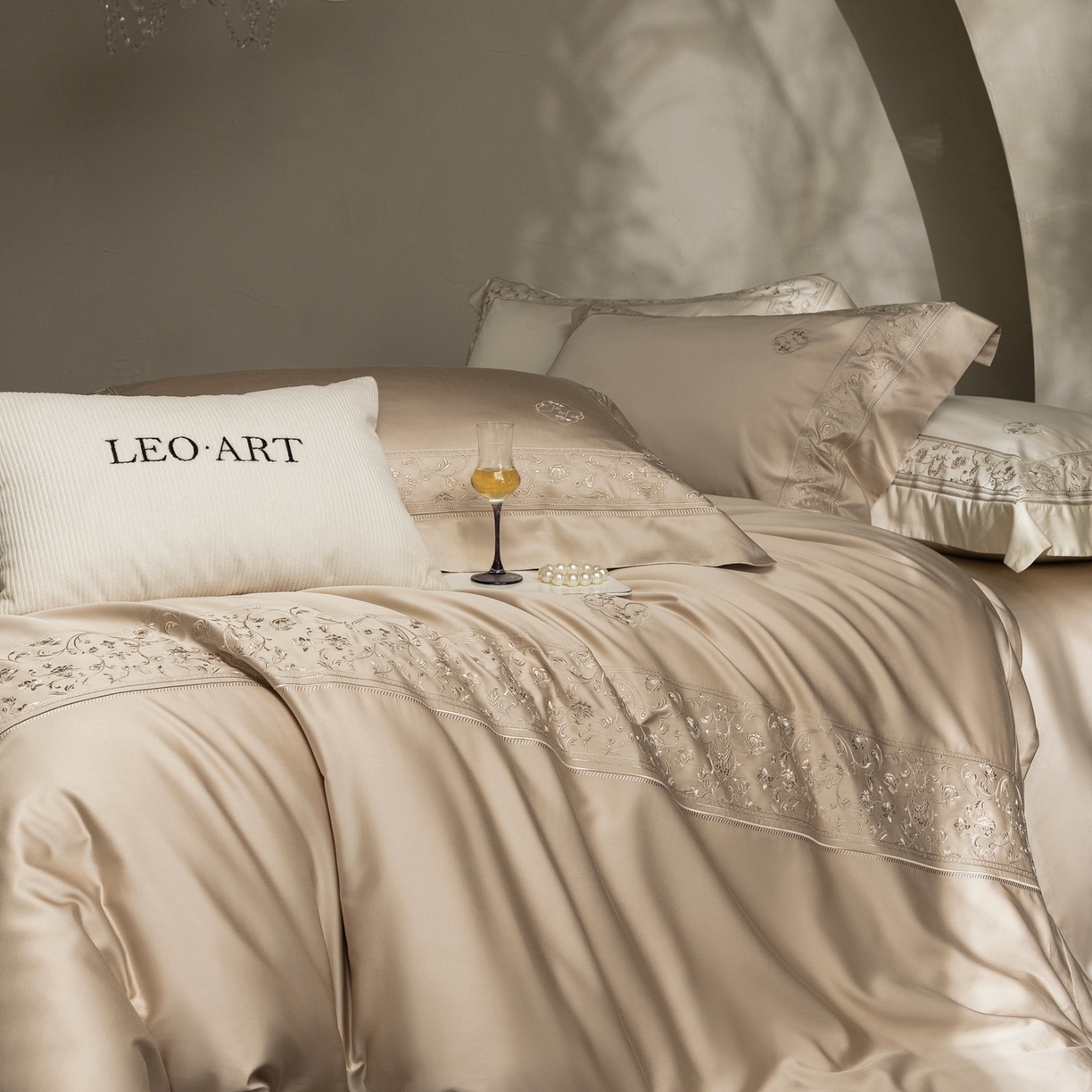 91家纺网 家纺一手货源 找家纺 涞澳家纺 2026新款东帝兴岚雾天丝棉四件套-春风漫舞 春风漫舞-乳褐