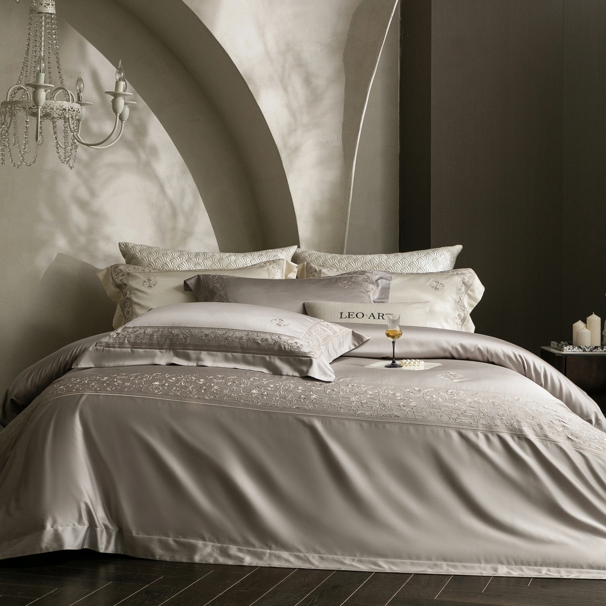 91家纺网 家纺一手货源 找家纺 涞澳家纺 2026新款东帝兴岚雾天丝棉四件套-春风漫舞 春风漫舞-灰