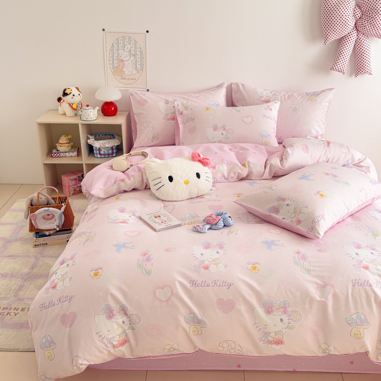 91家纺网 家纺一手货源 找家纺 （总）简宜家居（朝初家纺） 2026新款40支100%纯棉全棉13070斜纹四件套-三丽鸥卡通系列