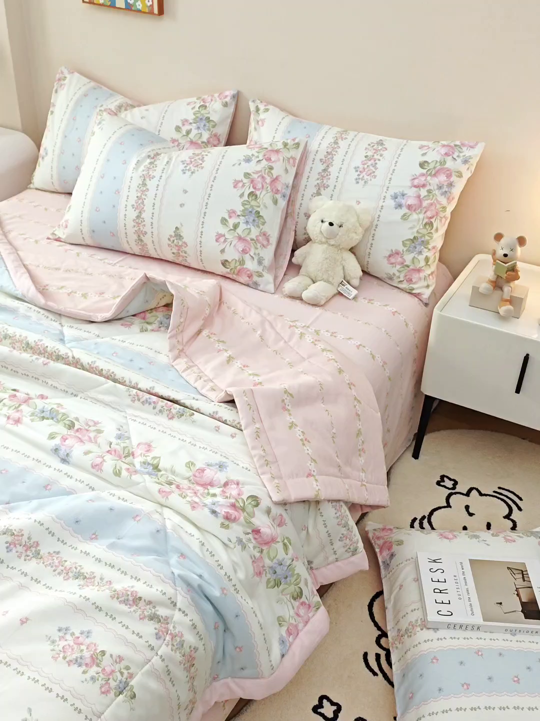 91家纺网 家纺一手货源 找家纺 （总）海洋家纺 2026新款100%里外全棉夏被印花空调被夏凉被薄被子棉花夏被四件套 风格三