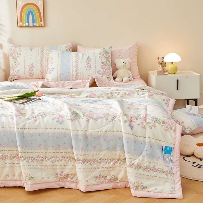 91家纺网 家纺一手货源 找家纺 （总）海洋家纺 2026新款100%里外全棉夏被印花空调被夏凉被薄被子棉花夏被四件套 风格三