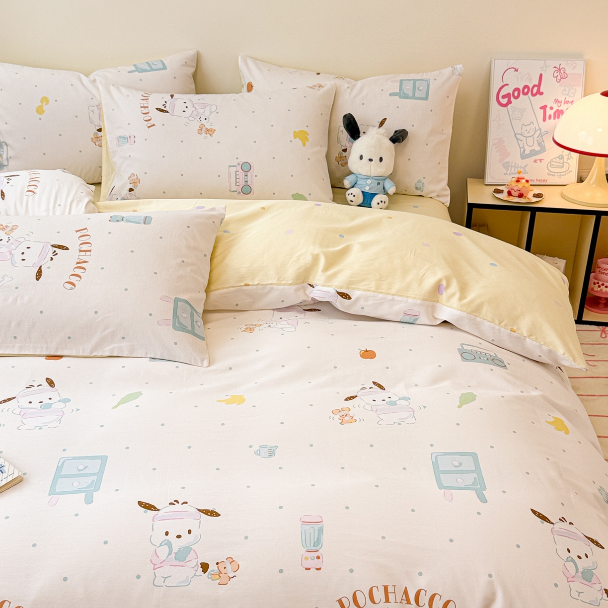 简宜家居（朝初家纺） 2026新款40支100%纯棉全棉13070斜纹四件套-三丽鸥卡通系列 帕恰狗