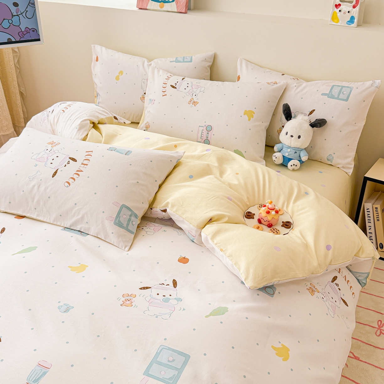 91家纺网 家纺一手货源 找家纺 简宜家居（朝初家纺） 2026新款40支100%纯棉全棉13070斜纹四件套-三丽鸥卡通系列 帕恰狗