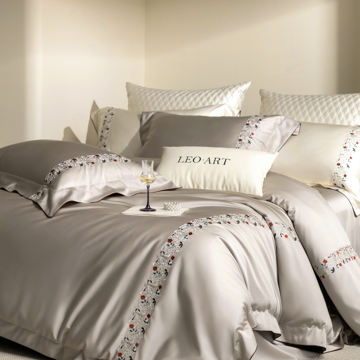 91家纺网 家纺一手货源 找家纺 涞澳家纺 2026新款东帝兴岚雾天丝棉四件套-云莳记 云莳记-灰