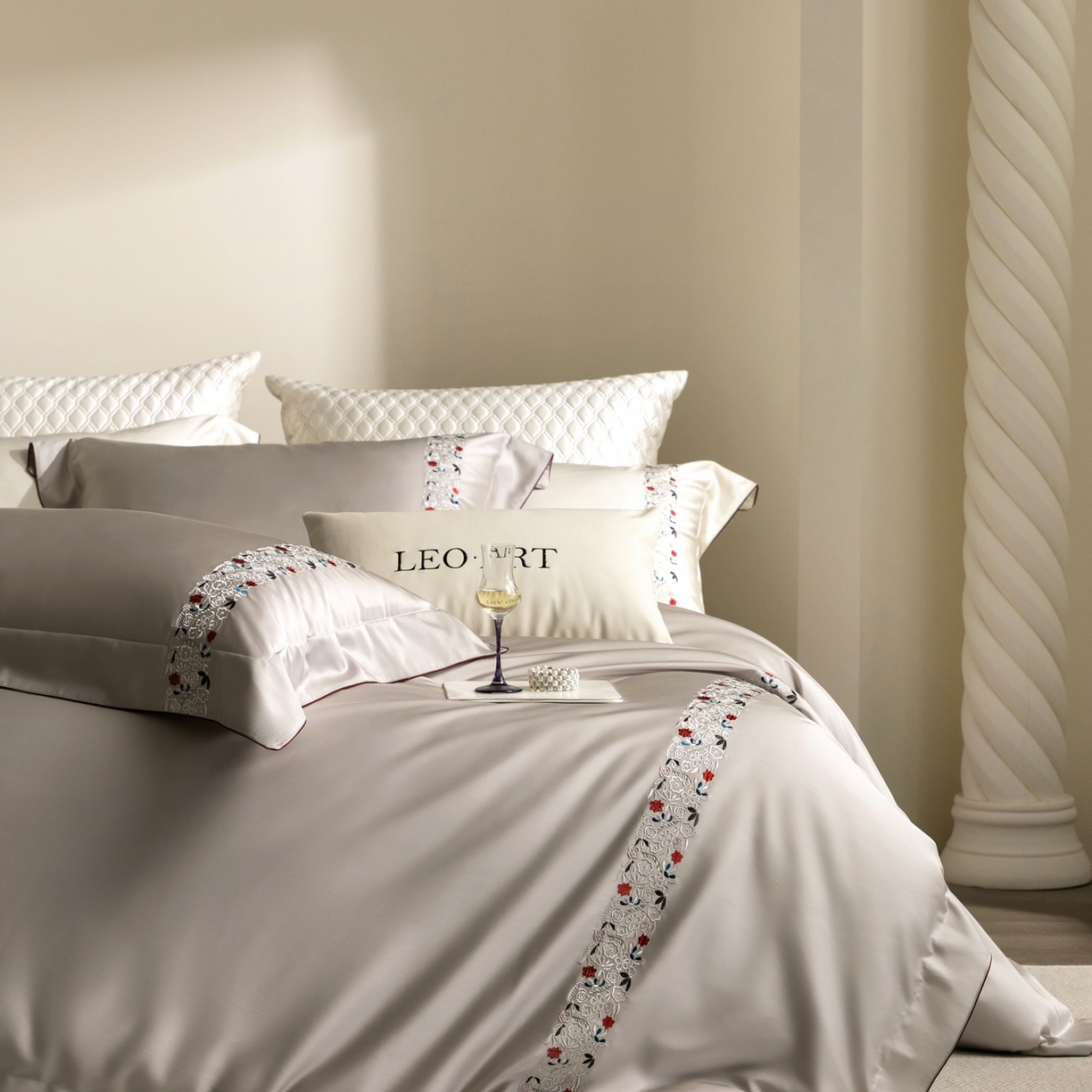 91家纺网 家纺一手货源 找家纺 涞澳家纺 2026新款东帝兴岚雾天丝棉四件套-云莳记 云莳记-灰