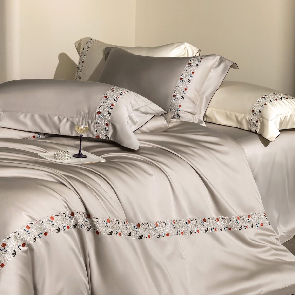 91家纺网 家纺一手货源 找家纺 涞澳家纺 2026新款东帝兴岚雾天丝棉四件套-云莳记 云莳记-灰