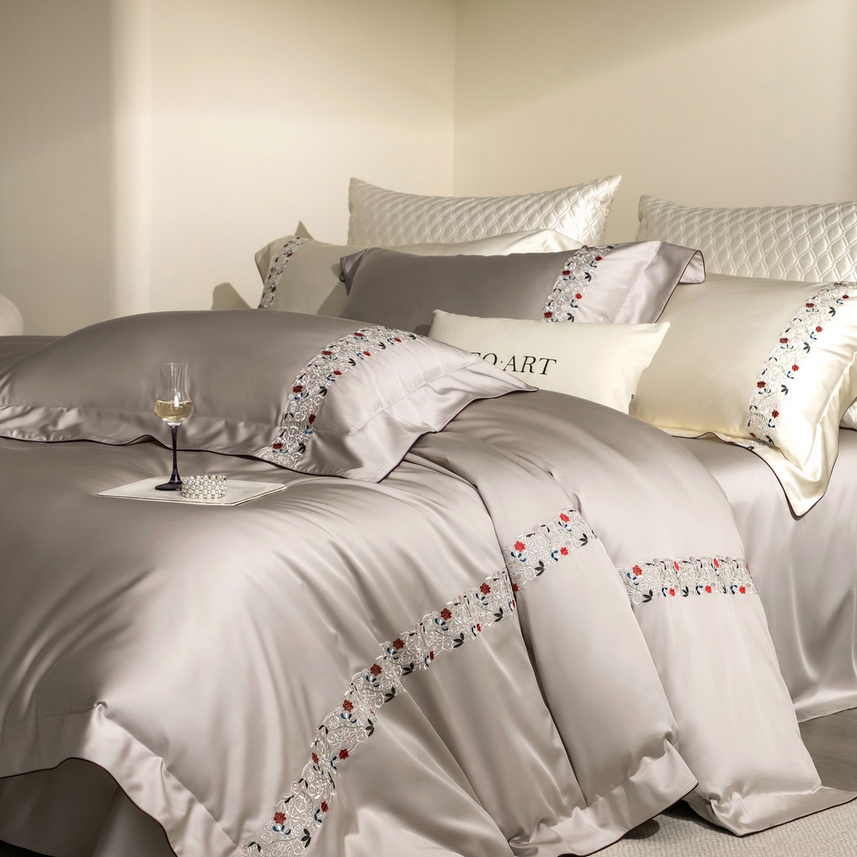 涞澳家纺 2026新款东帝兴岚雾天丝棉四件套-云莳记 云莳记-灰