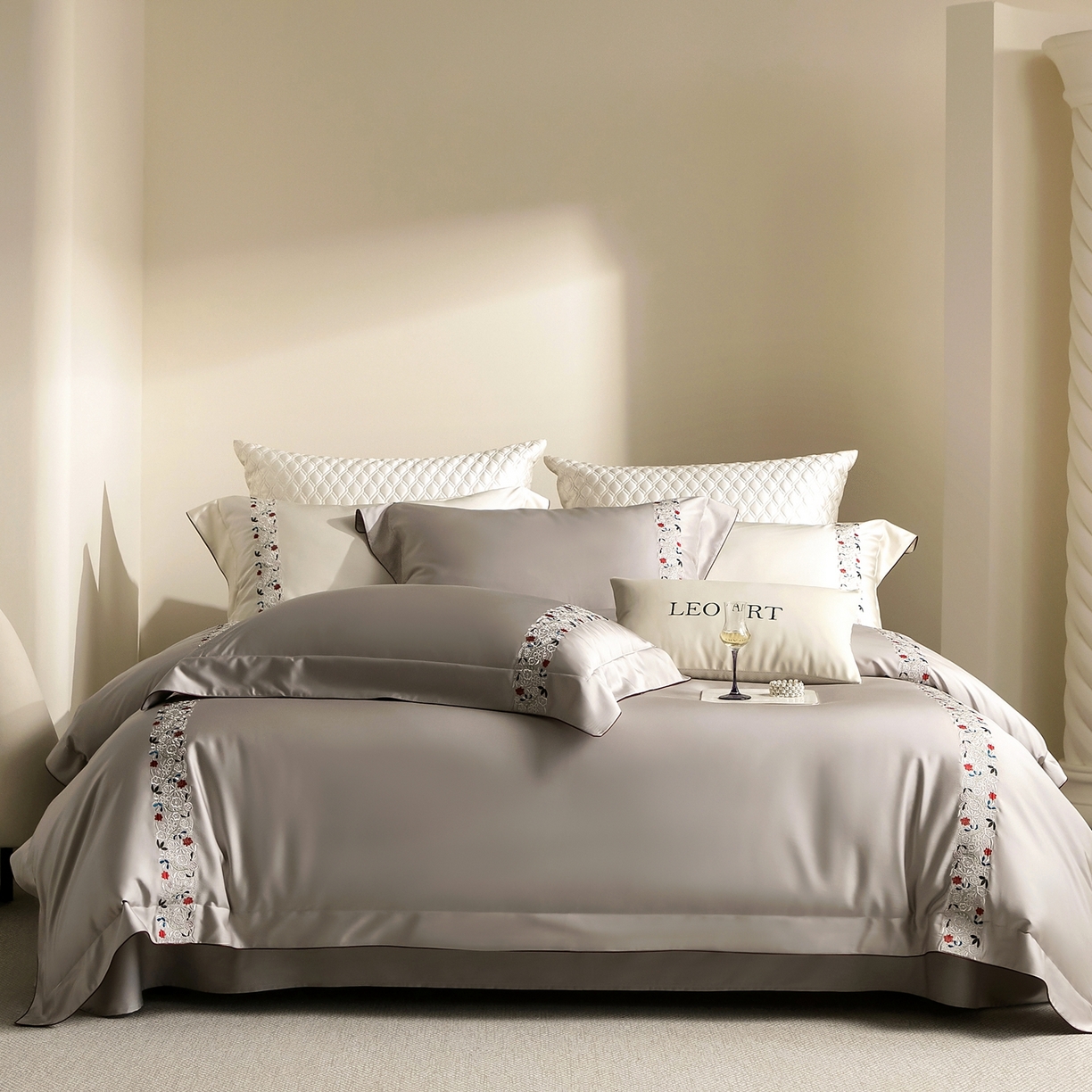 91家纺网 家纺一手货源 找家纺 涞澳家纺 2026新款东帝兴岚雾天丝棉四件套-云莳记 云莳记-灰