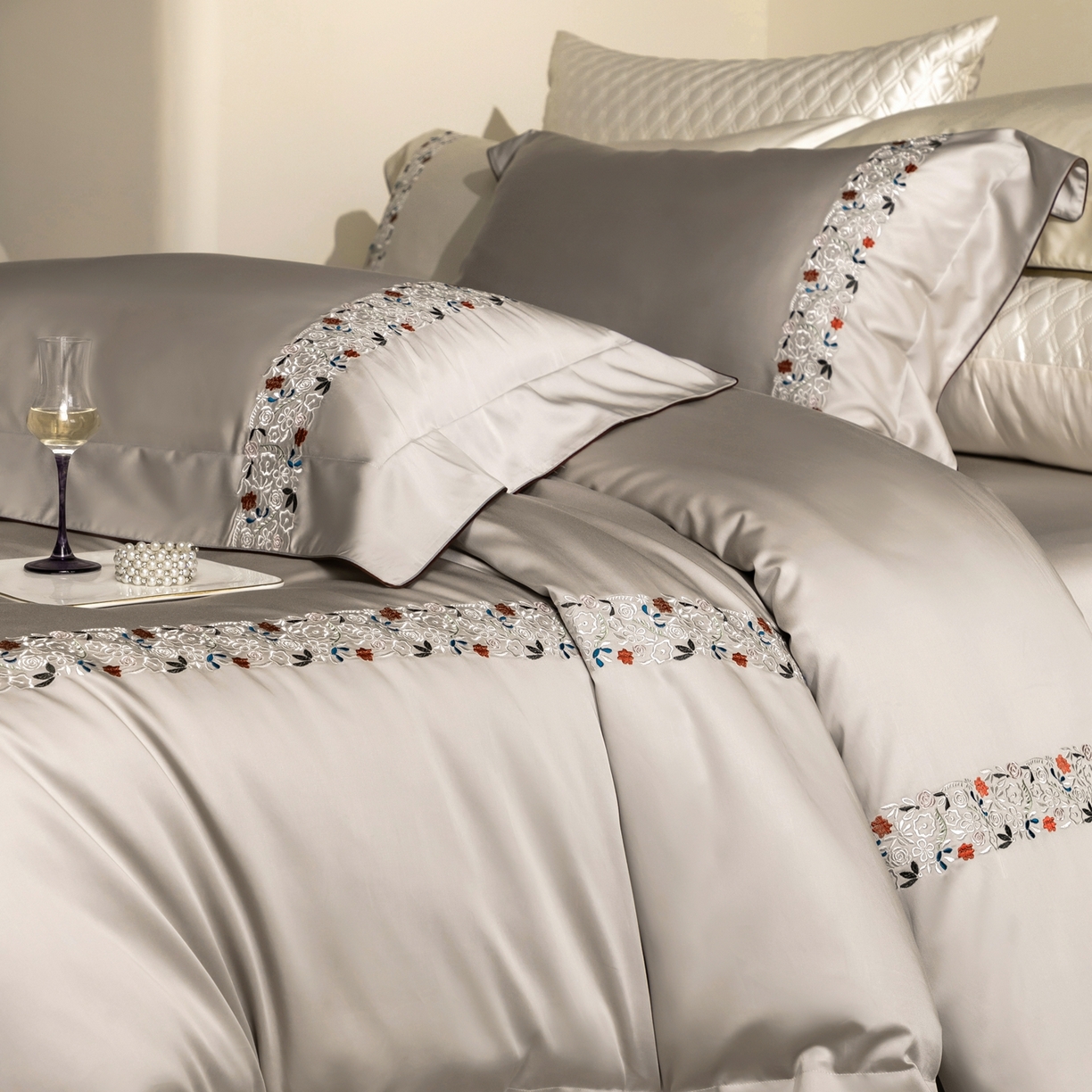 91家纺网 家纺一手货源 找家纺 涞澳家纺 2026新款东帝兴岚雾天丝棉四件套-云莳记 云莳记-灰