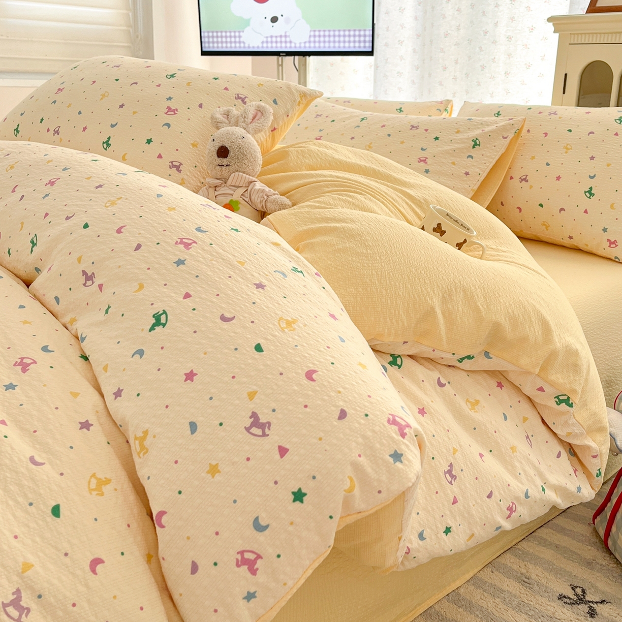 91家纺网 家纺一手货源 找家纺 （总）瑞钰 2026新款直播热款高品质高克重泡泡纱泡芙纱四件套