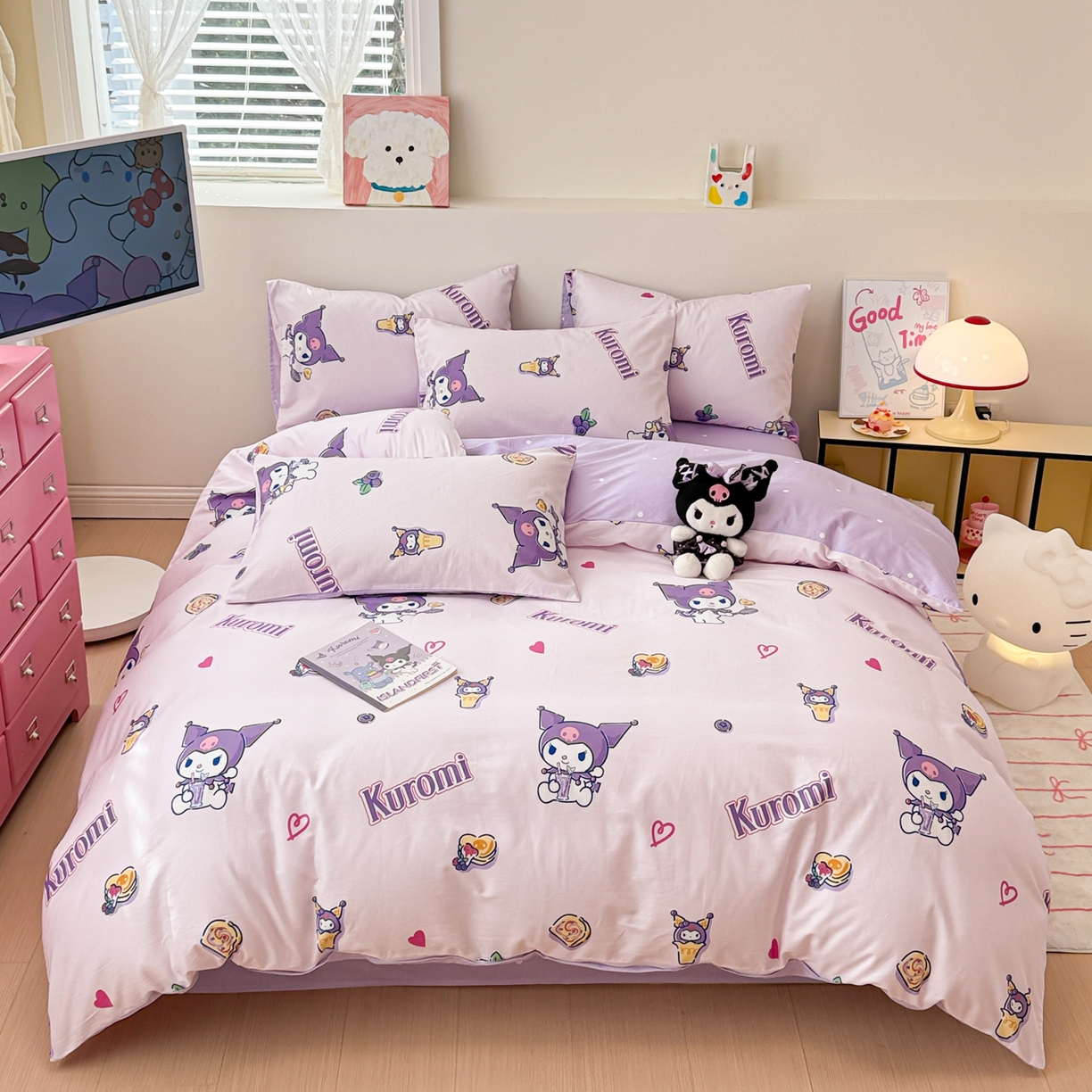 91家纺网 家纺一手货源 找家纺 简宜家居（朝初家纺） 2026新款40支100%纯棉全棉13070斜纹四件套-三丽鸥卡通系列 甜甜库洛米