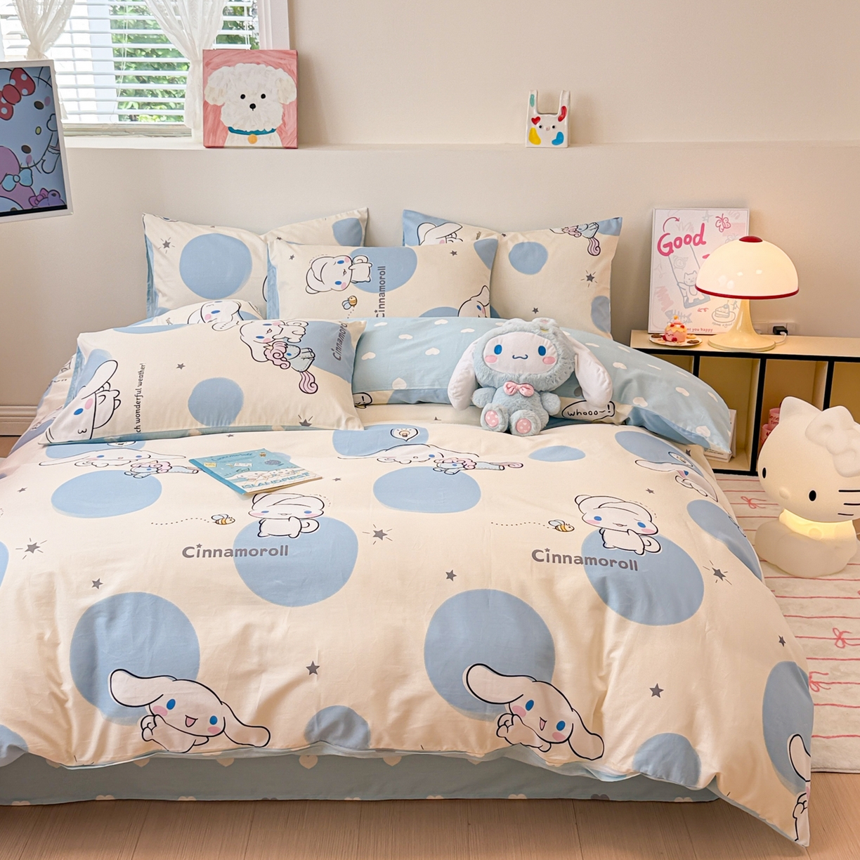 91家纺网 家纺一手货源 找家纺 简宜家居（朝初家纺） 2026新款40支100%纯棉全棉13070斜纹四件套-三丽鸥卡通系列 玉桂狗