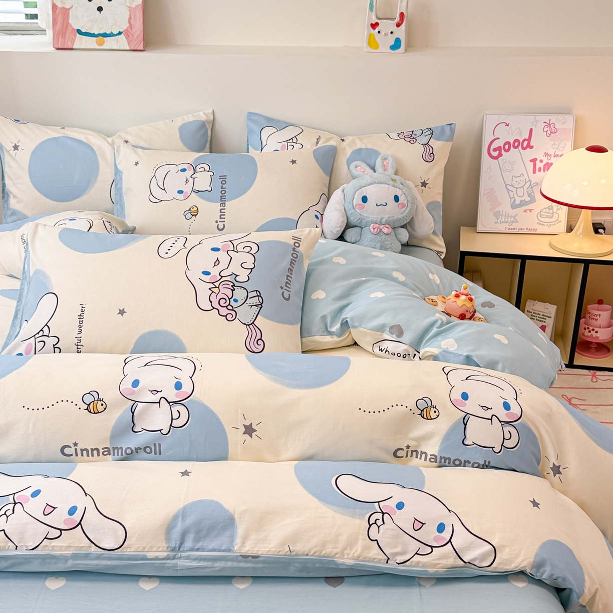 91家纺网 家纺一手货源 找家纺 简宜家居（朝初家纺） 2026新款40支100%纯棉全棉13070斜纹四件套-三丽鸥卡通系列 玉桂狗