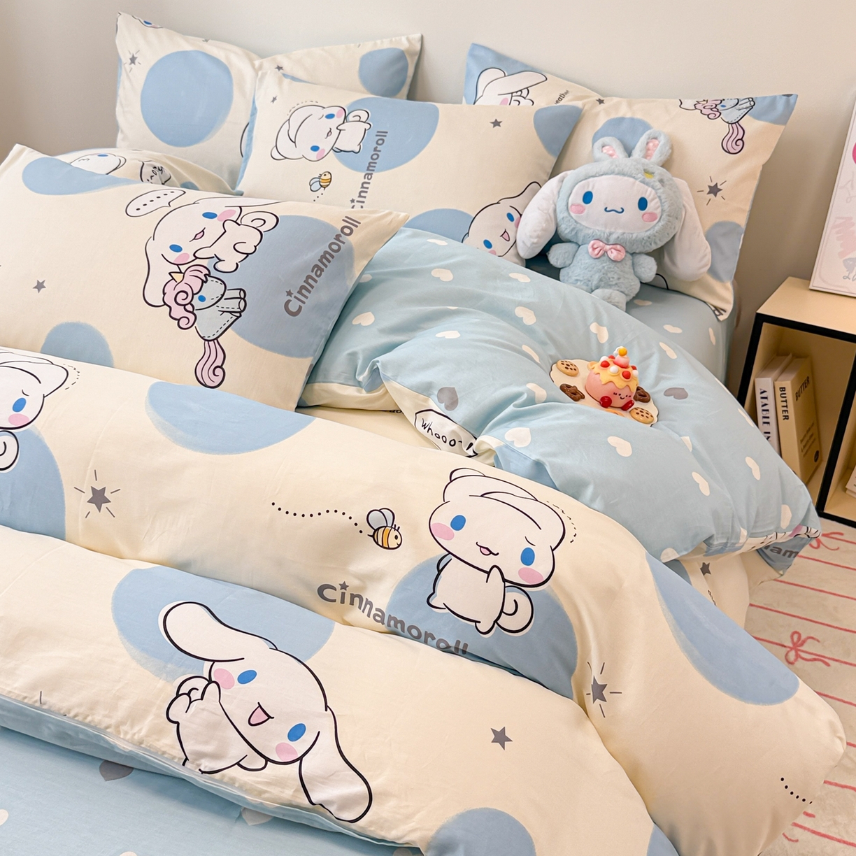 91家纺网 家纺一手货源 找家纺 简宜家居（朝初家纺） 2026新款40支100%纯棉全棉13070斜纹四件套-三丽鸥卡通系列 玉桂狗