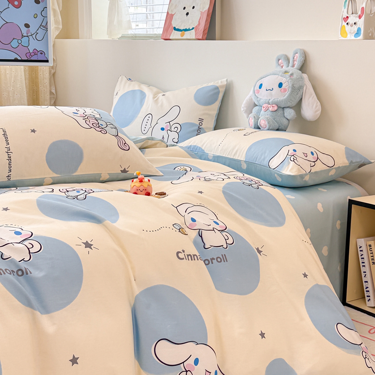 91家纺网 家纺一手货源 找家纺 简宜家居（朝初家纺） 2026新款40支100%纯棉全棉13070斜纹四件套-三丽鸥卡通系列 玉桂狗