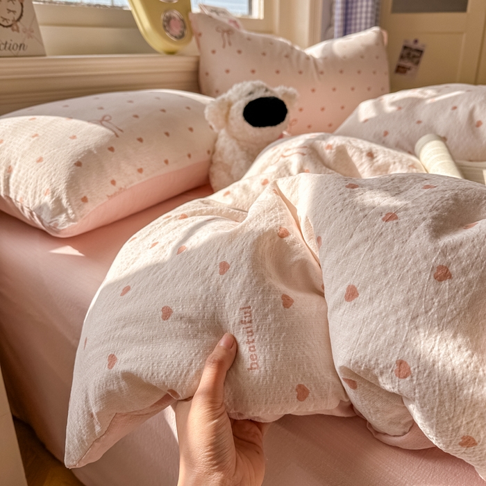 91家纺网 家纺一手货源 找家纺 （总）柒月家居 2026新款云感皱皱纱小清新木棉四件套