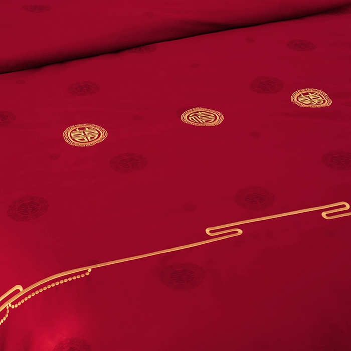 91家纺网 家纺一手货源 找家纺 甜咪咪婚庆 2026新品婚庆50双股100支提花长绒棉全棉床单床盖款结婚四件套多件套   结婚需备品 万里挑一