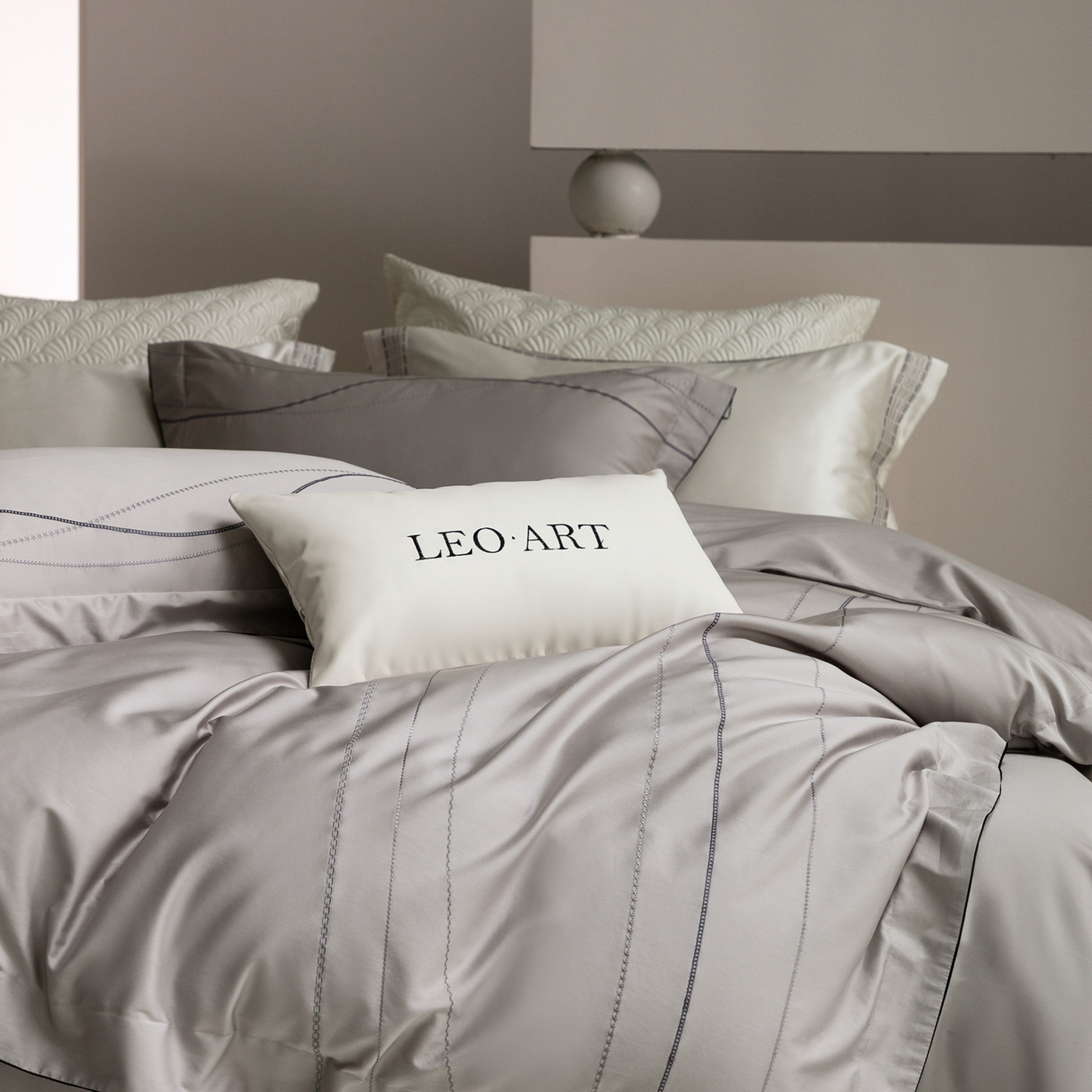 91家纺网 家纺一手货源 找家纺 涞澳家纺 2026新款埃及长绒棉纯棉四件套-简行 简行-炊烟灰