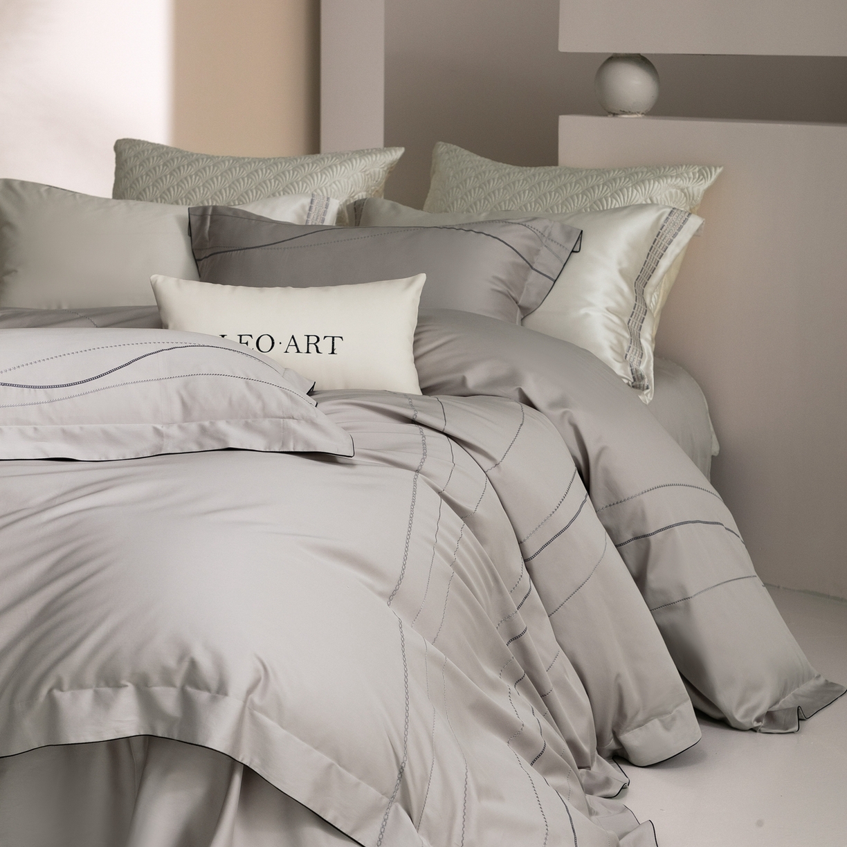 91家纺网 家纺一手货源 找家纺 涞澳家纺 2026新款埃及长绒棉纯棉四件套-简行 简行-炊烟灰