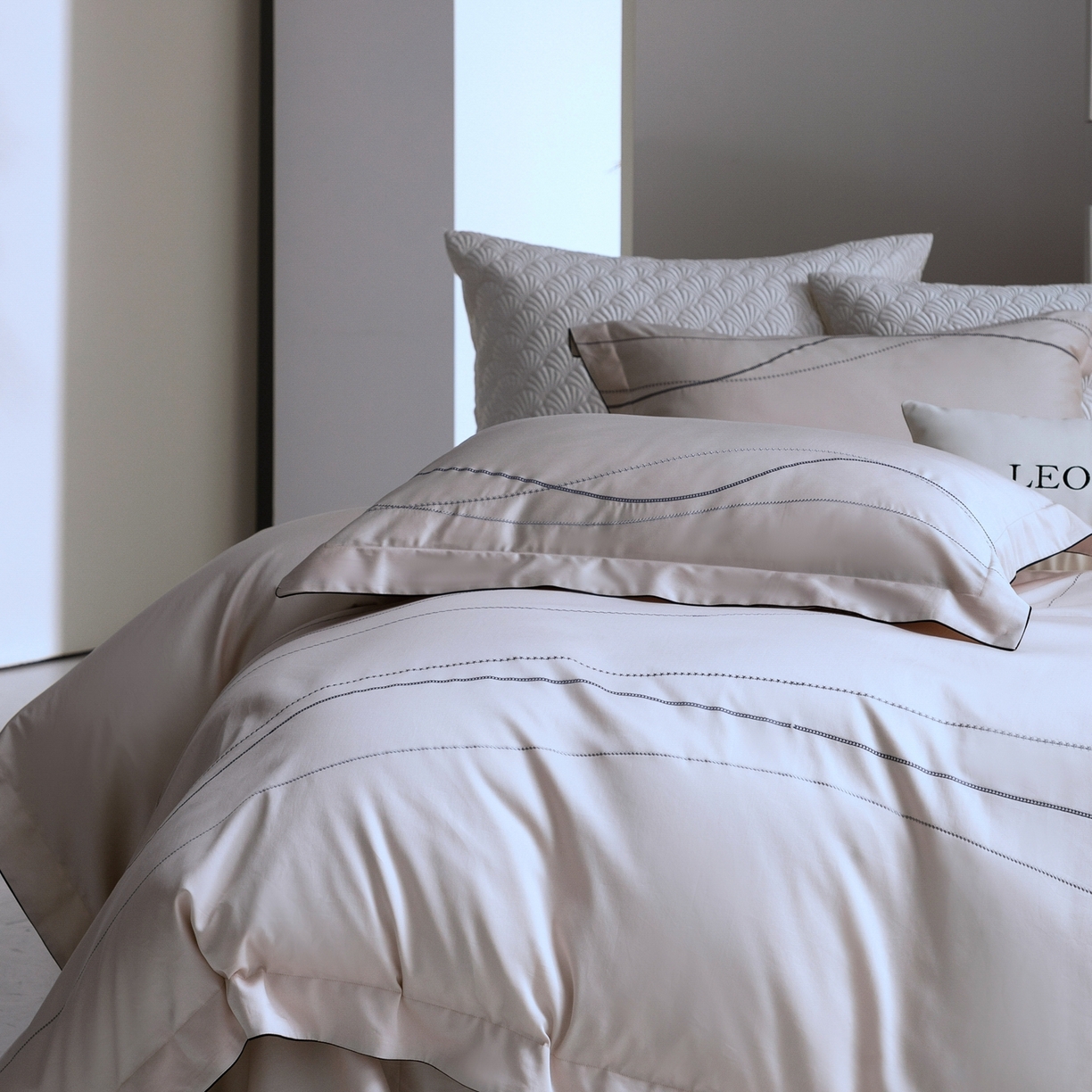 91家纺网 家纺一手货源 找家纺 涞澳家纺 2026新款埃及长绒棉纯棉四件套-简行 简行-玉粉