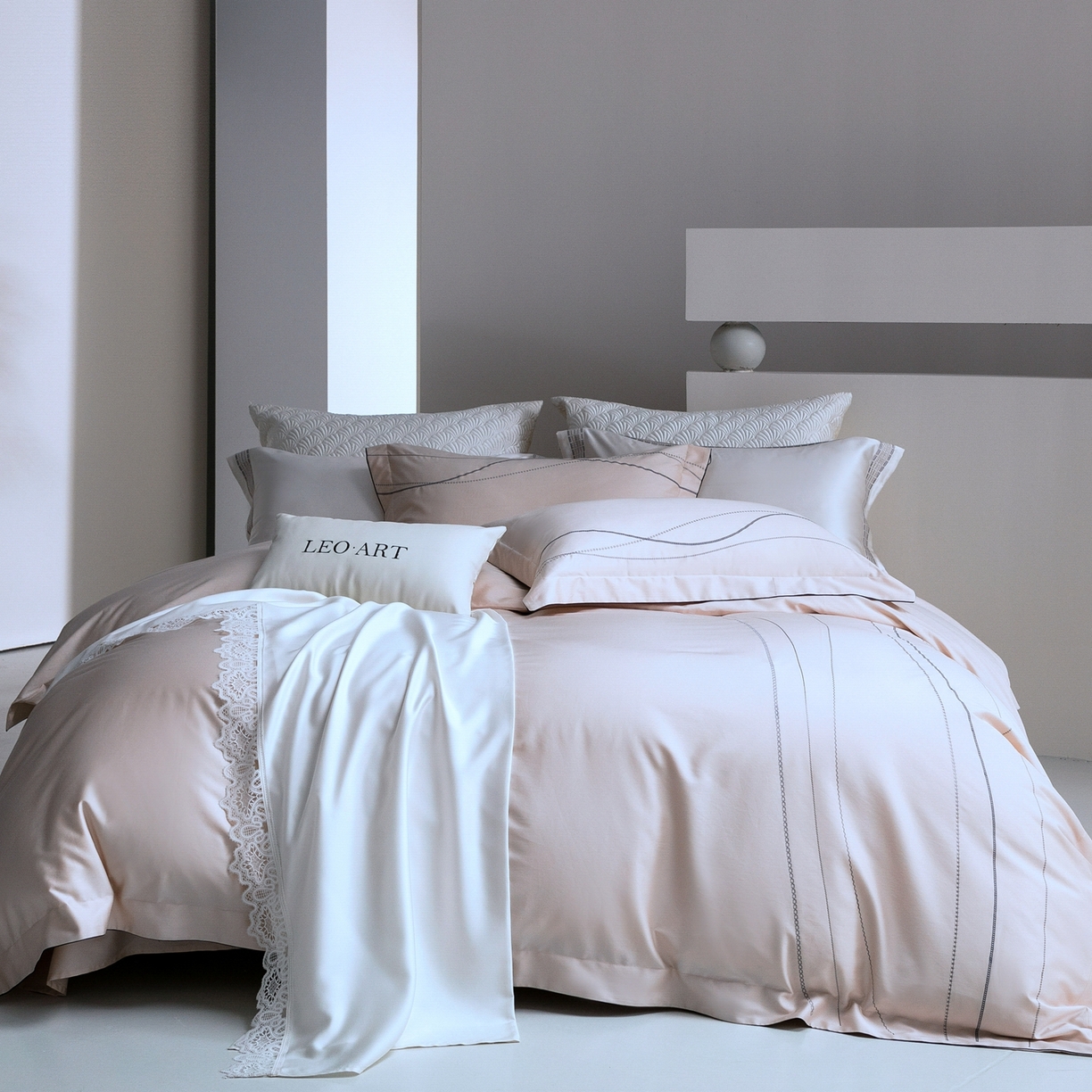 91家纺网 家纺一手货源 找家纺 涞澳家纺 2026新款埃及长绒棉纯棉四件套-简行 简行-玉粉