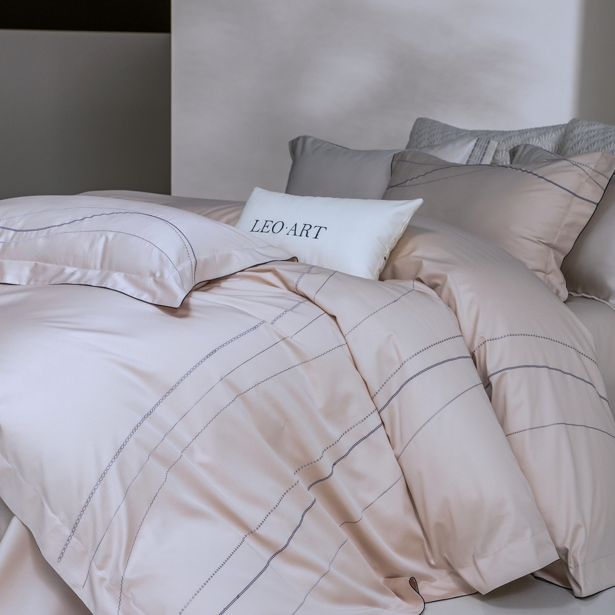 91家纺网 家纺一手货源 找家纺 涞澳家纺 2026新款埃及长绒棉纯棉四件套-简行 简行-玉粉