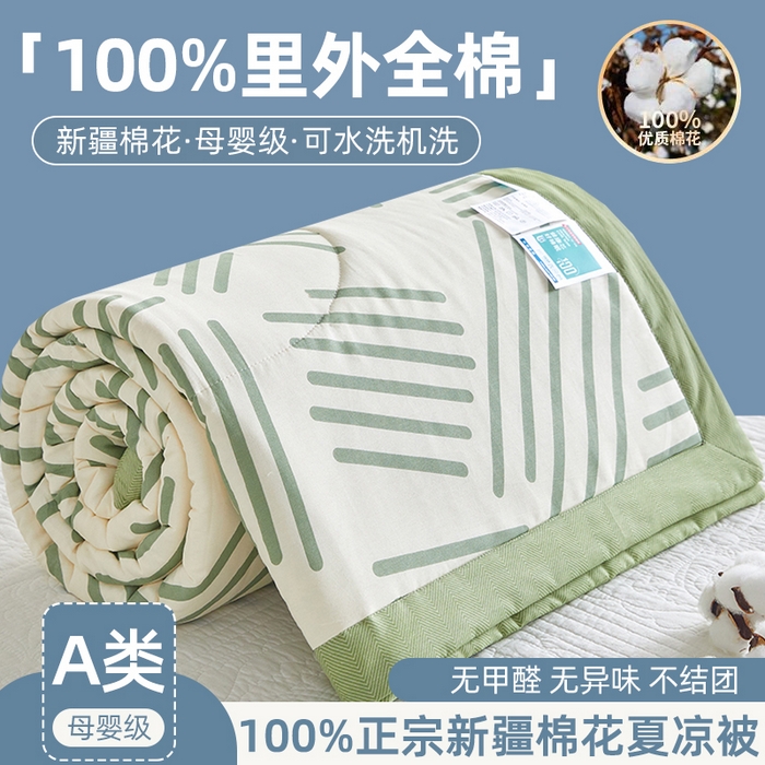 91家纺网 家纺一手货源 找家纺 （总）海洋家纺2026新款100%里外全棉夏被格子空调被夏凉被薄被子棉花夏被四件套-风格一