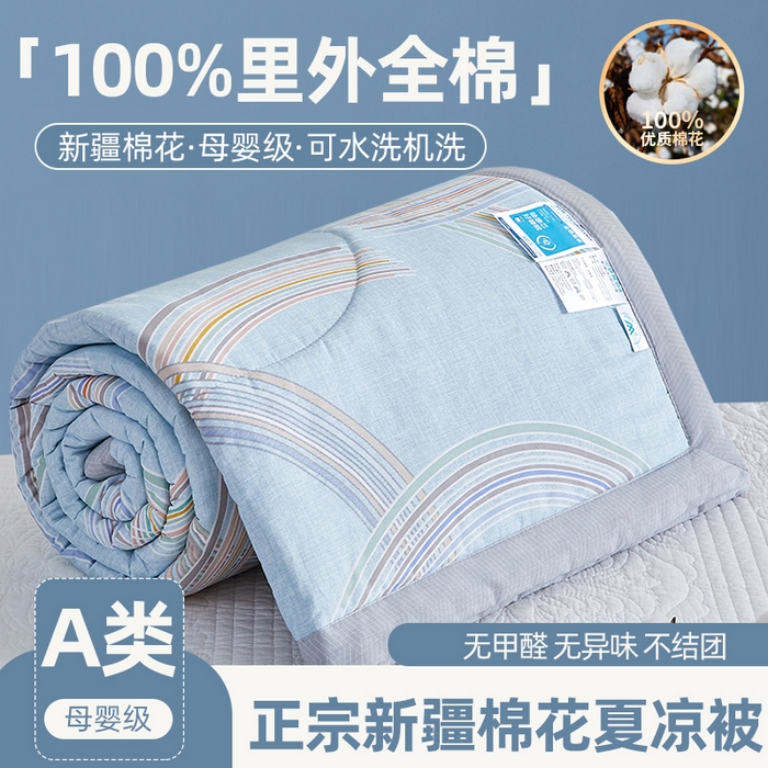 91家纺网 家纺一手货源 找家纺 （总）海洋家纺2026新款100%里外全棉夏被格子空调被夏凉被薄被子棉花夏被四件套-风格一