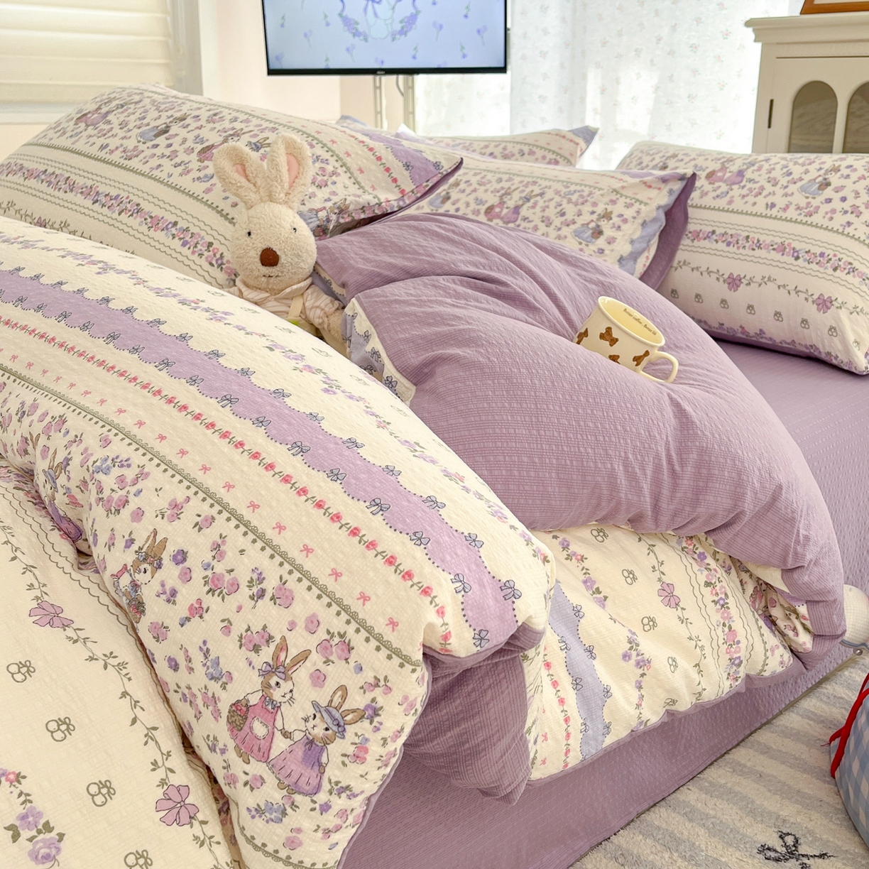 91家纺网 家纺一手货源 找家纺 （总）瑞钰 2026新款直播热款高品质高克重泡泡纱泡芙纱四件套