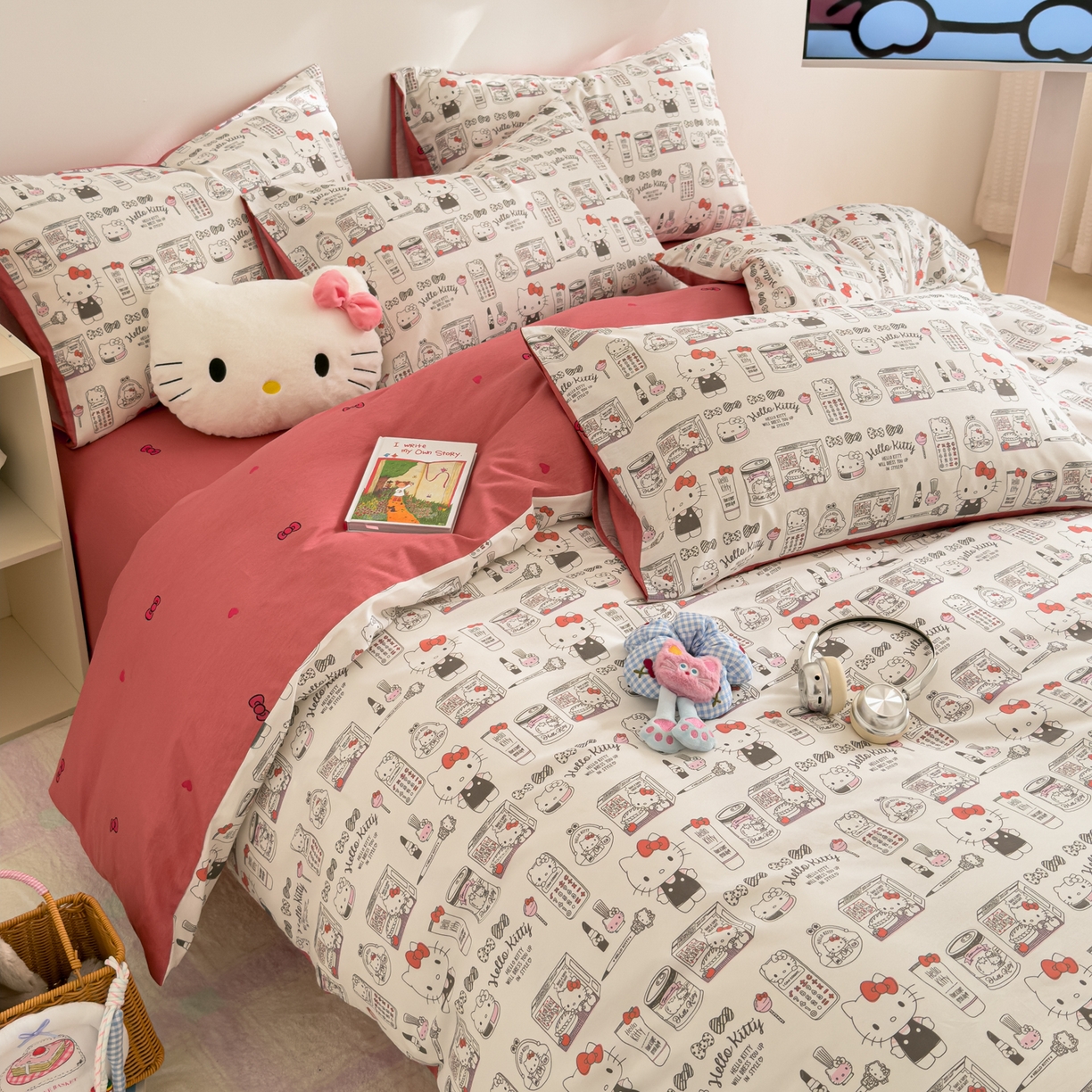 91家纺网 家纺一手货源 找家纺 简宜家居（朝初家纺） 2026新款40支100%纯棉全棉13070斜纹四件套-三丽鸥卡通系列 KT海报