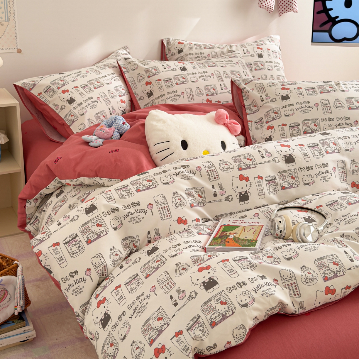 91家纺网 家纺一手货源 找家纺 简宜家居（朝初家纺） 2026新款40支100%纯棉全棉13070斜纹四件套-三丽鸥卡通系列 KT海报