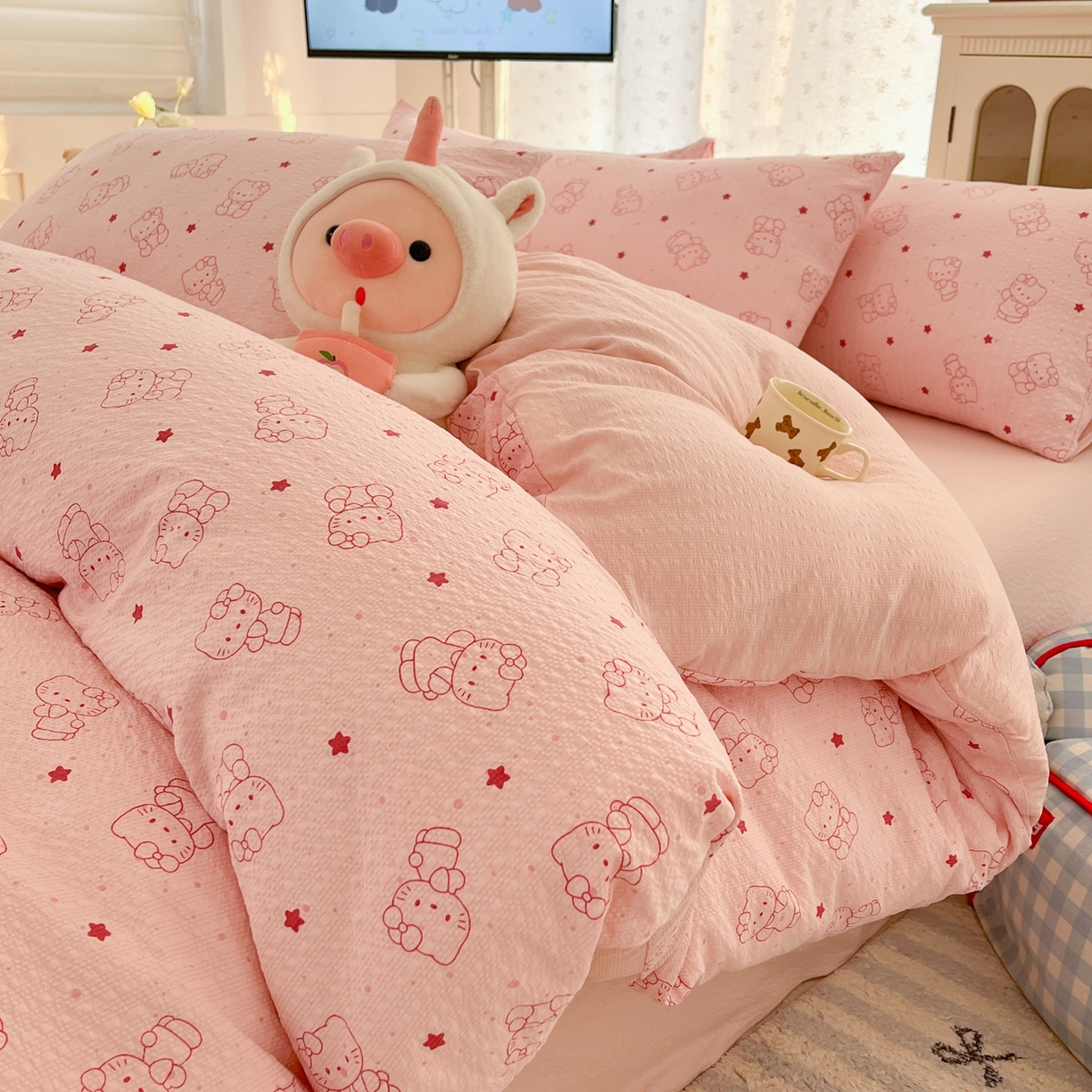 91家纺网 家纺一手货源 找家纺 （总）瑞钰 2026新款直播热款高品质高克重泡泡纱泡芙纱四件套