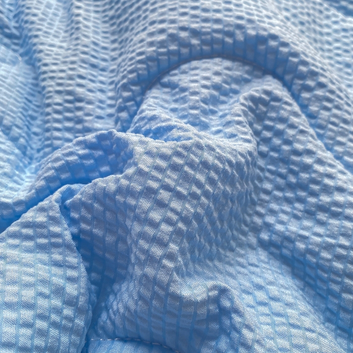 91家纺网 家纺一手货源 找家纺 麒东家纺 2026新款春夏泡泡纱夹棉床垫系列 宝蓝