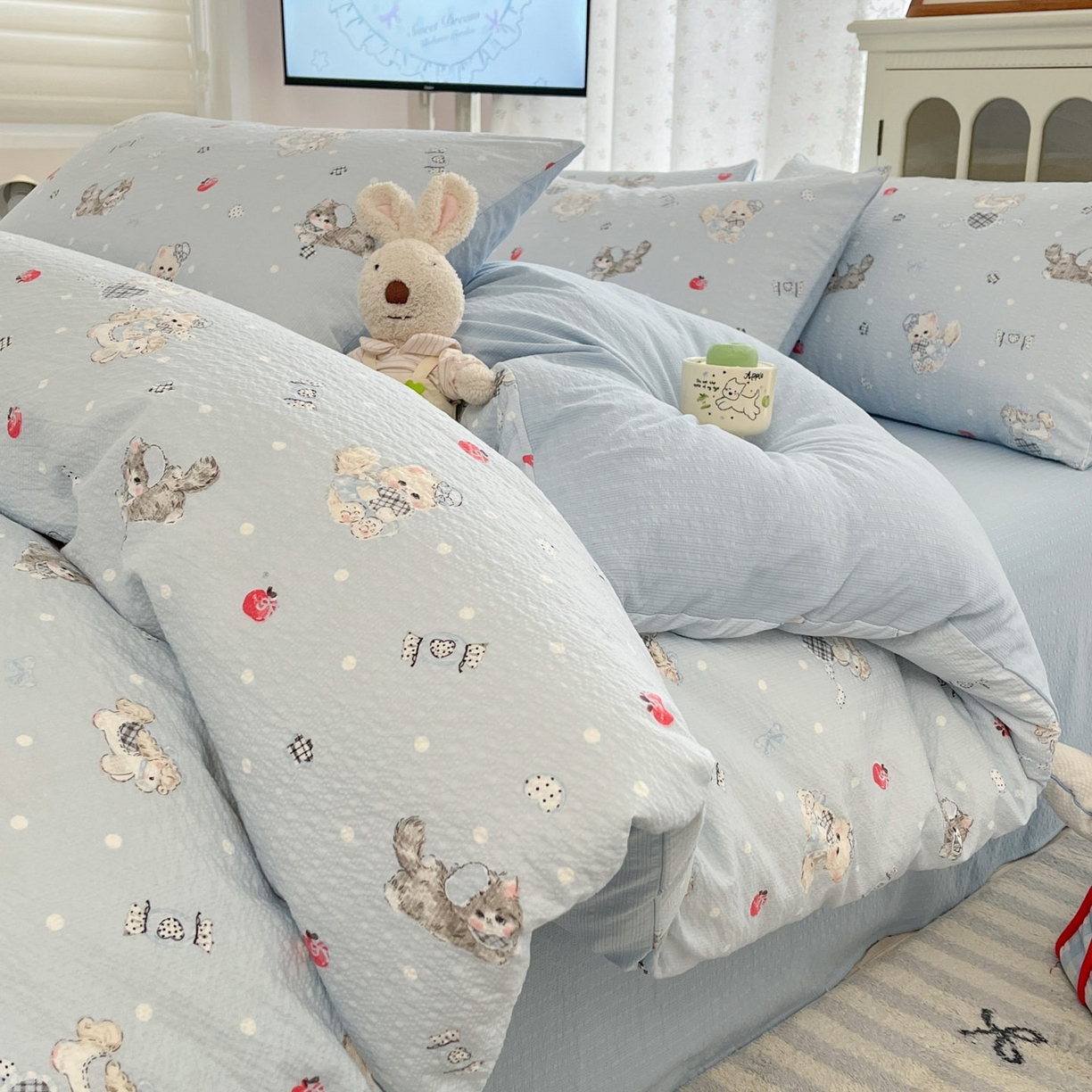 91家纺网 家纺一手货源 找家纺 （总）瑞钰 2026新款直播热款高品质高克重泡泡纱泡芙纱四件套